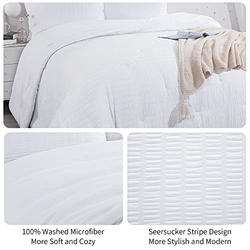 Oversized King White Seersucker Comforter 3 Piece Set A818730