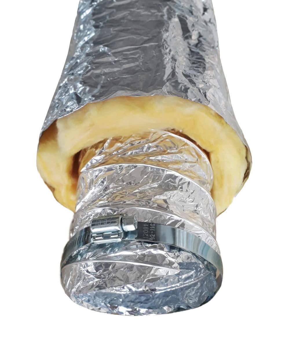 6" Flexible Aluminum Ducting Hose Insulated R-4.2 Air Duct Pipe - 25' Long X679385
