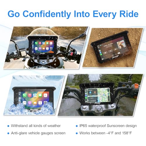 5" Waterproof Touch Screen Motorcycle Carplay Android Auto C996