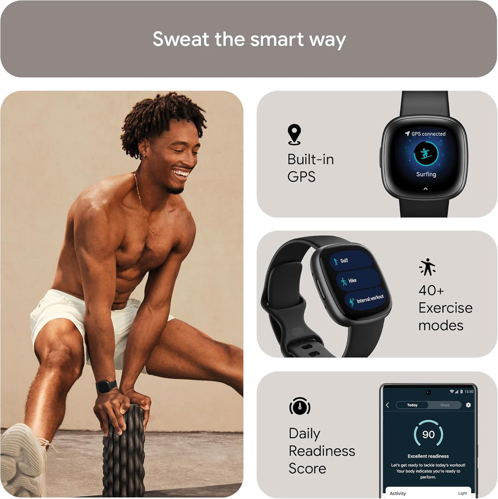 Waterfall Blue/Platinum Fitness Smartwatch with GPS, Heart Rate, One Size P301845
