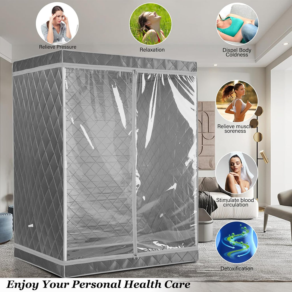 Full Size 2 Person Portable Steam Sauna Tent (Grey) N1789