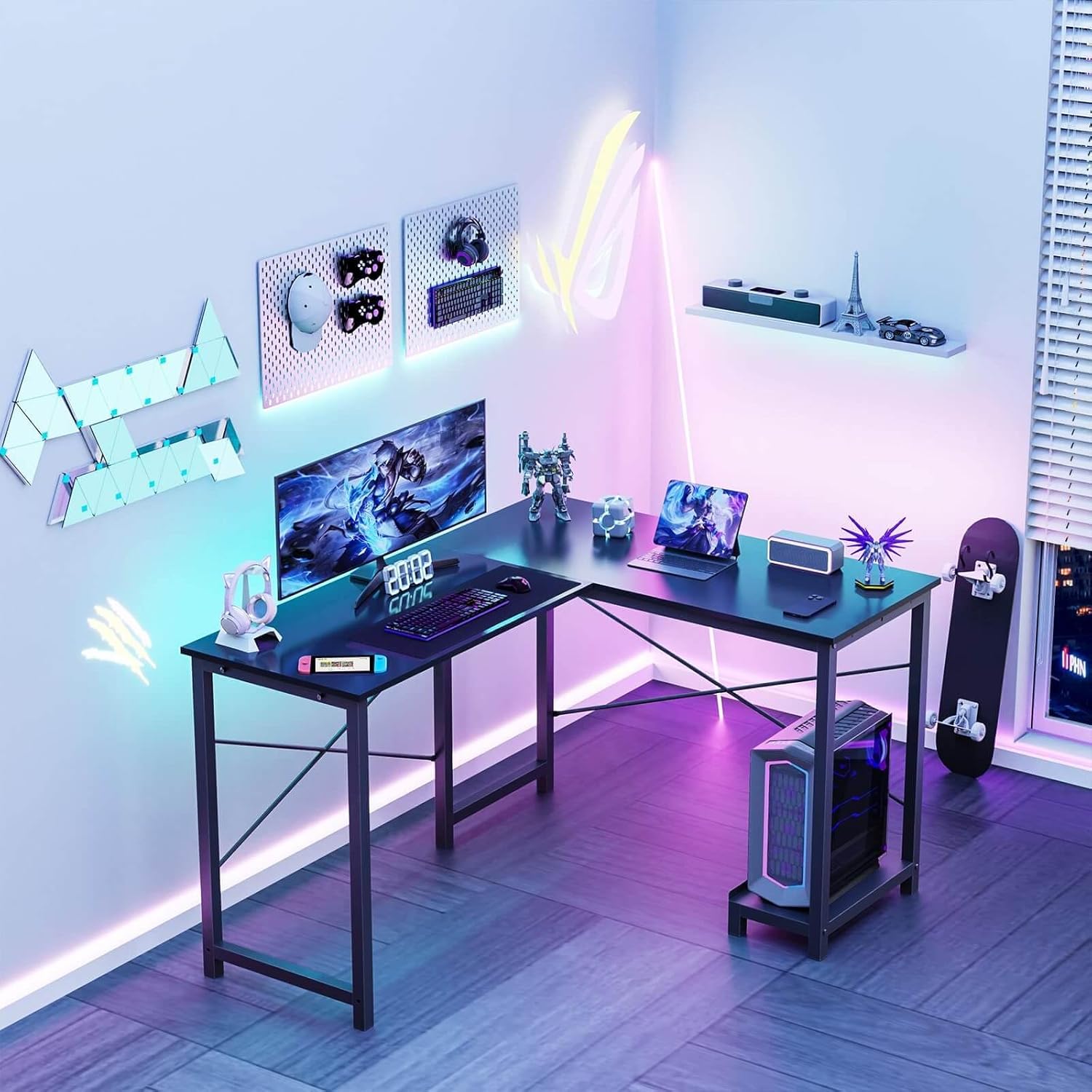 49 Inch L Shaped Computer Desk with Storage Shelves X383
