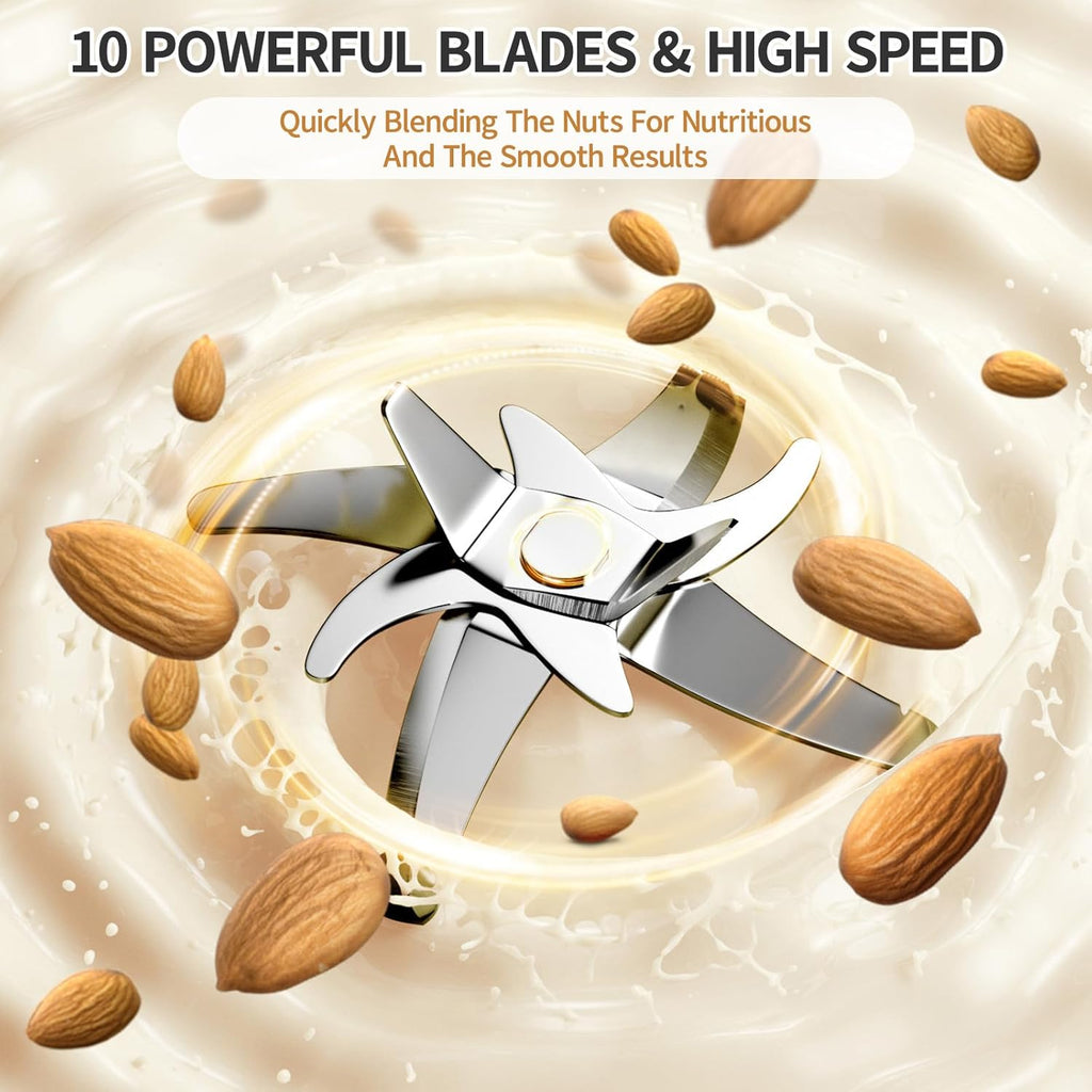 8 in 1 Nut Milk Maker, 40.58oz Soy Milk Maker with 10 Blades M21216