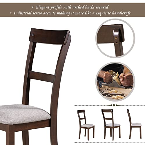 5-Piece Espresso Dining Table Set with Upholstered Chairs Z555