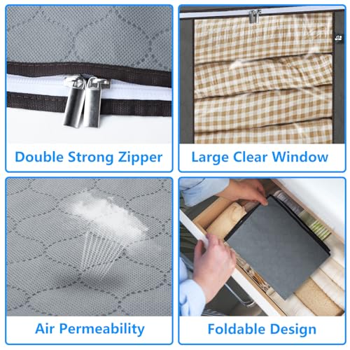3 Pack Grey 60L Foldable Storage Bags with Zipper Z383994