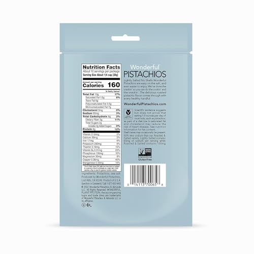 Roasted and Lightly Salted Pistachio No Shells, 12 Ounce Resealable Bag I260