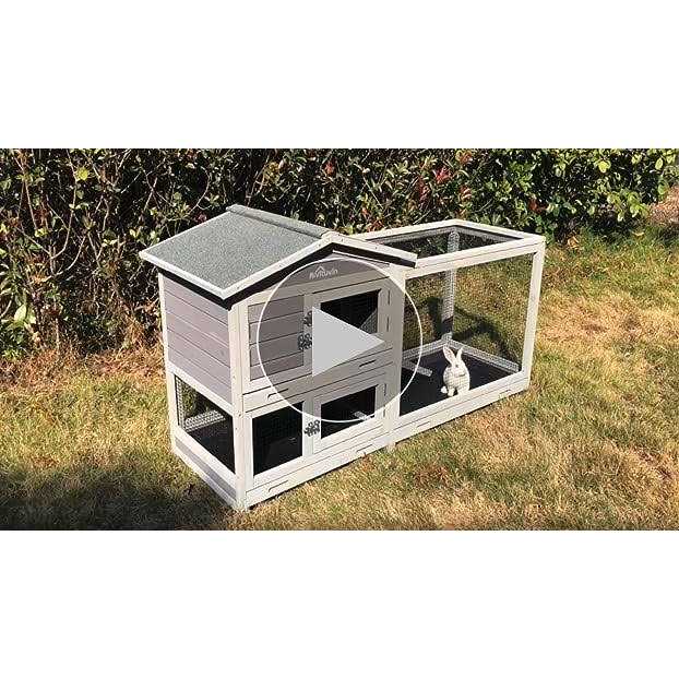 Rabbit Hutch with Casters and 3 Pull Out Tray Q72075