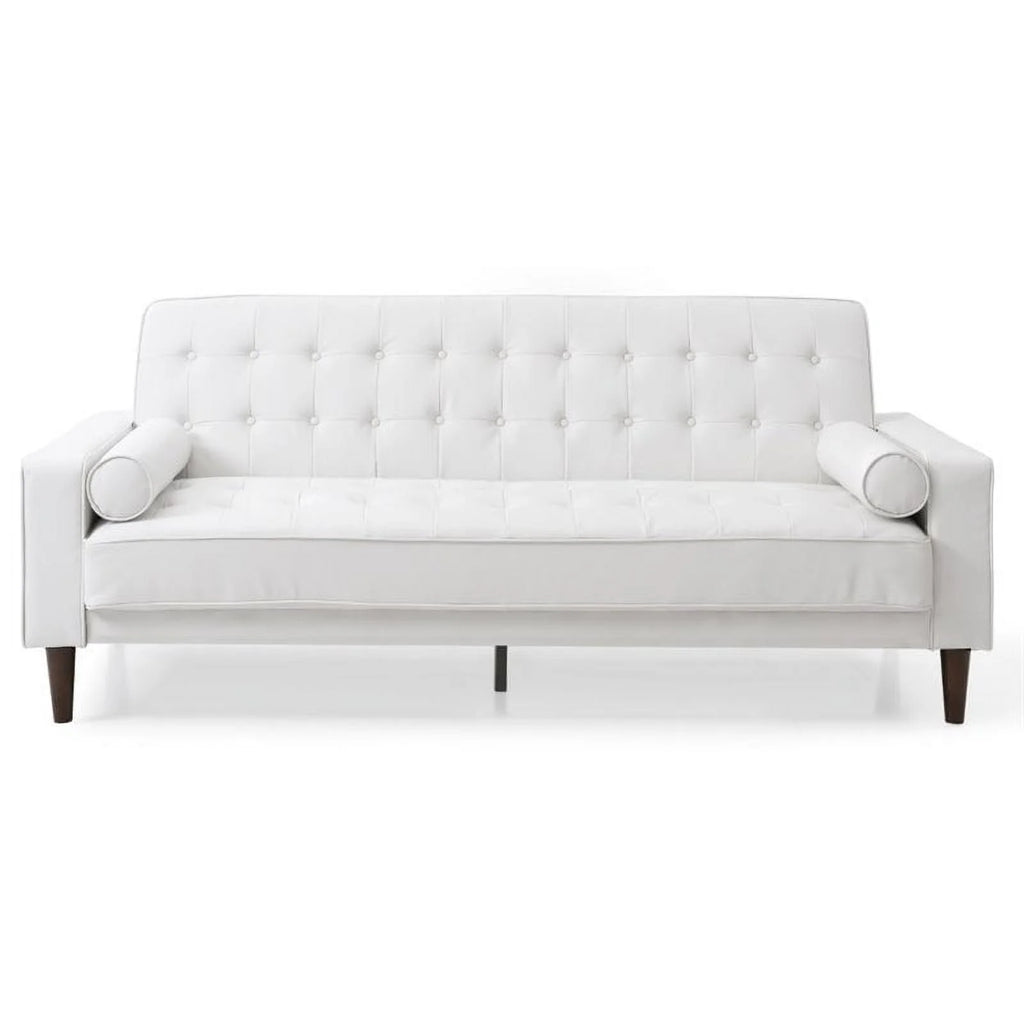 White Faux Leather Sleeper Sofa J686240