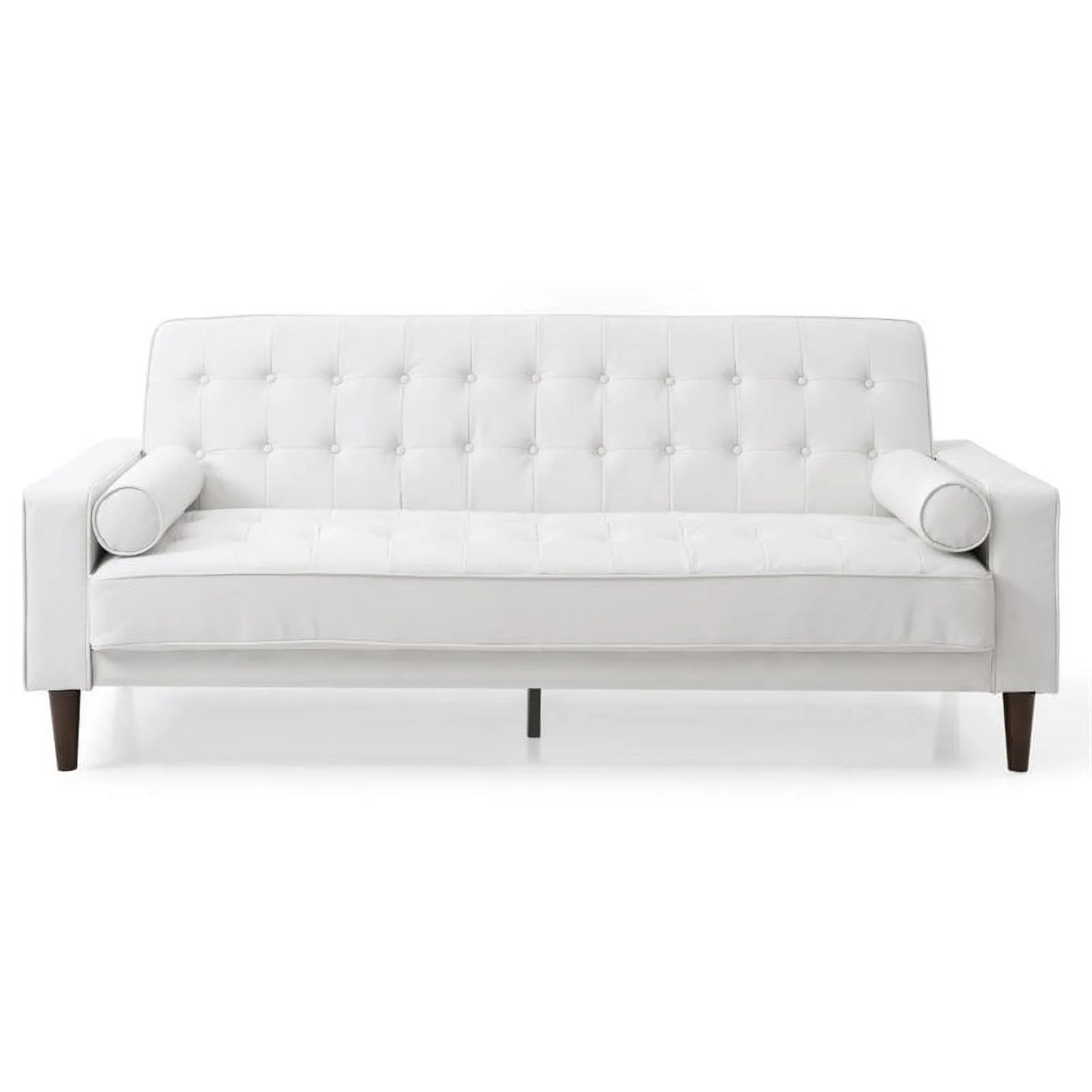 White Faux Leather Sleeper Sofa J686240