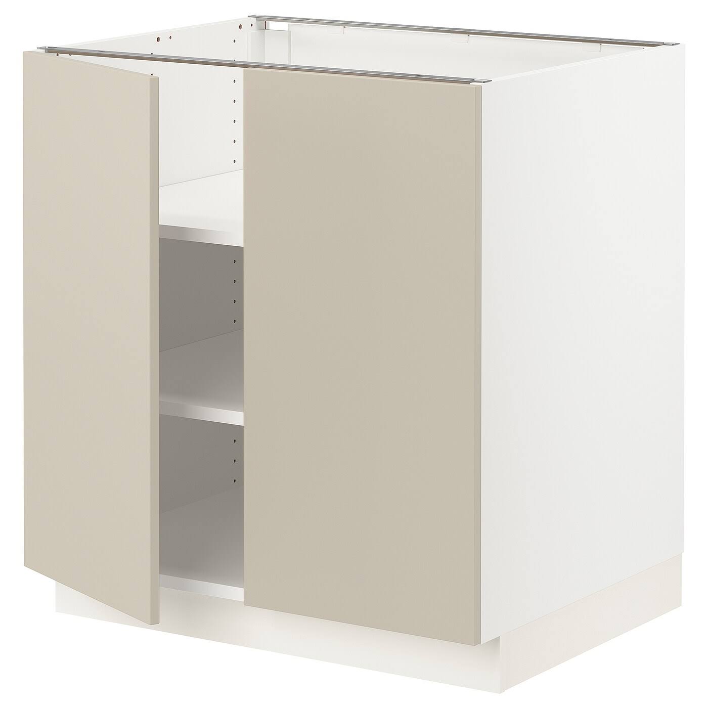 White Base Cabinet with shelves and 2 Doors B9358