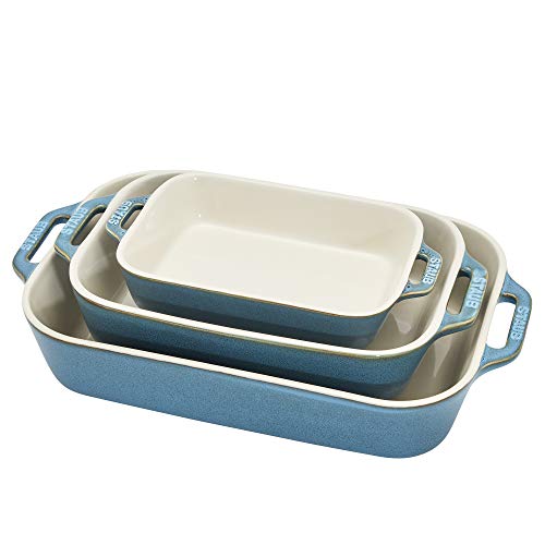 3pc Dark Blue Ceramic Baking Dish Set N785