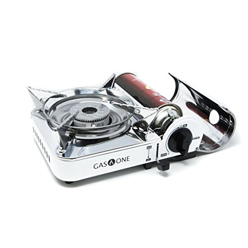 Mini Butane Portable Gas Stove with Carrying Case, stainless steel, white P26218
