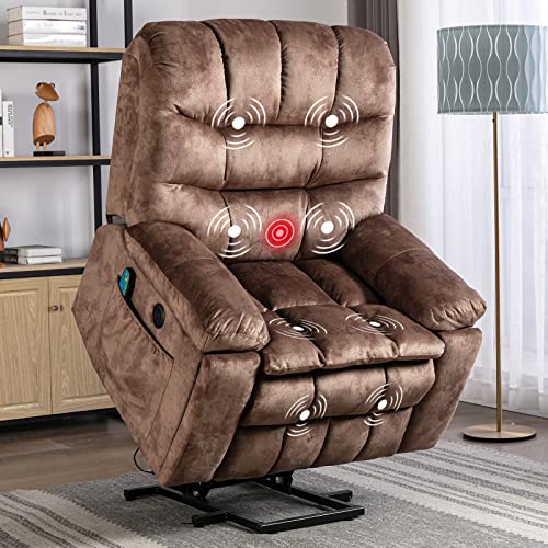 Large Power Lift Recliner Chairs with Massage and Heat, Dark Grey L843919