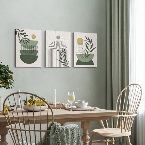 3 Pieces Framed Canvas Abstract Geometric Wall Art Set, 12x16 Inch K569