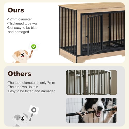 75’’ Double Dog Crate Furniture with Removable Divider & Trays K9109