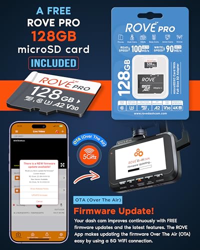 Dash Cam Front and Rear with 5G WiFi and 128GB Card J967