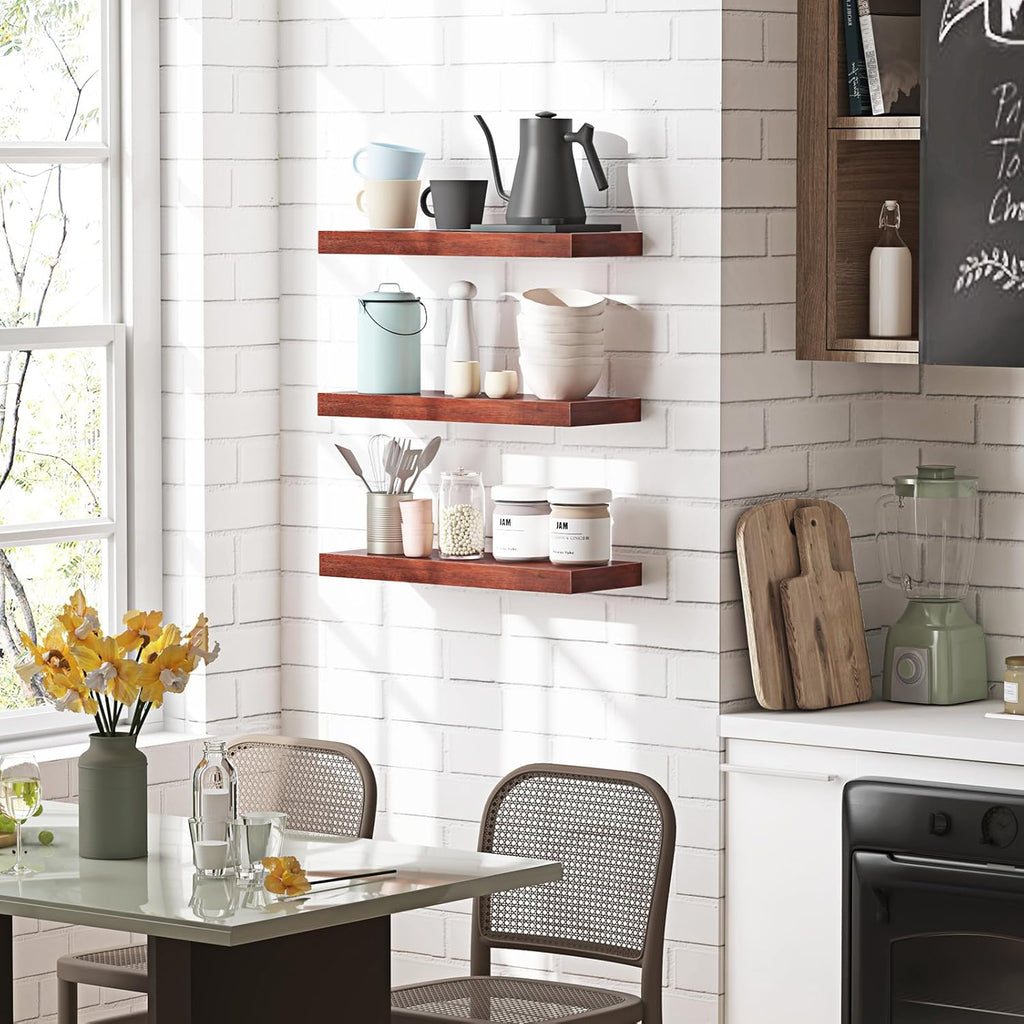 3 Pack Wall Mounted Shelves (Walnut) R144