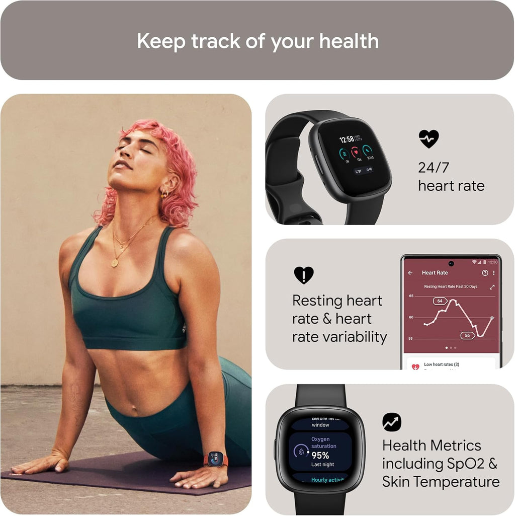 Waterfall Blue/Platinum Fitness Smartwatch with GPS, Heart Rate, One Size P301845