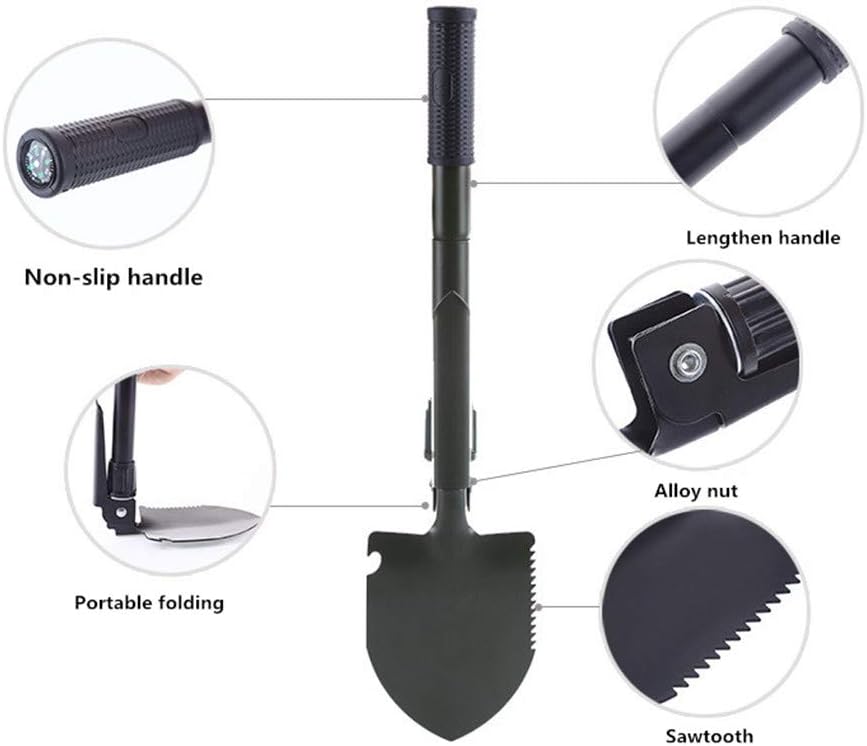 124 Pcs Emergency Car Kit with Jumper Cables 11.8 Foot and Folding Survival Shovel P45498