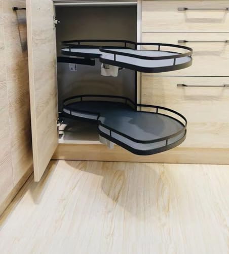 2-Tier Grey Pull Out Shelf Kitchen Cabinet Storage Rack X2675