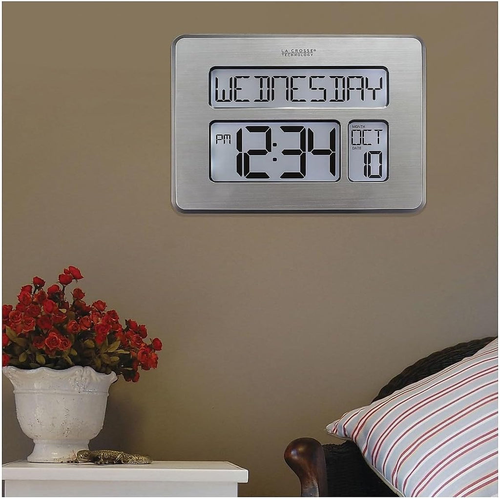 Atomic Wall Clock, Metal, 7.5-inch H x 9.75-inch W x 1-inch D R358471