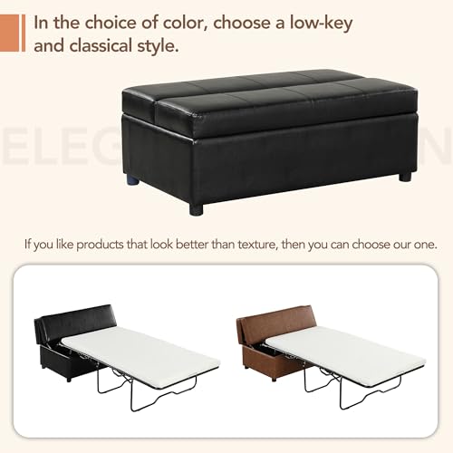 Twin Size Leather Folding Ottoman Sleeper Chair Bed K759379