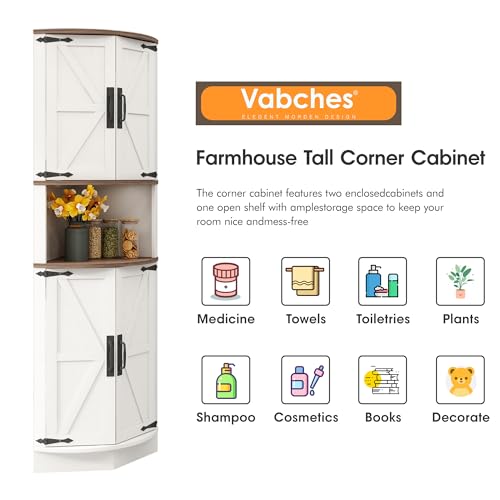 64.8" Tall Grey Corner Cabinet with 4 Doors and 5 Shelves G488