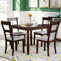 5-Piece Espresso Dining Table Set with Upholstered Chairs Z555