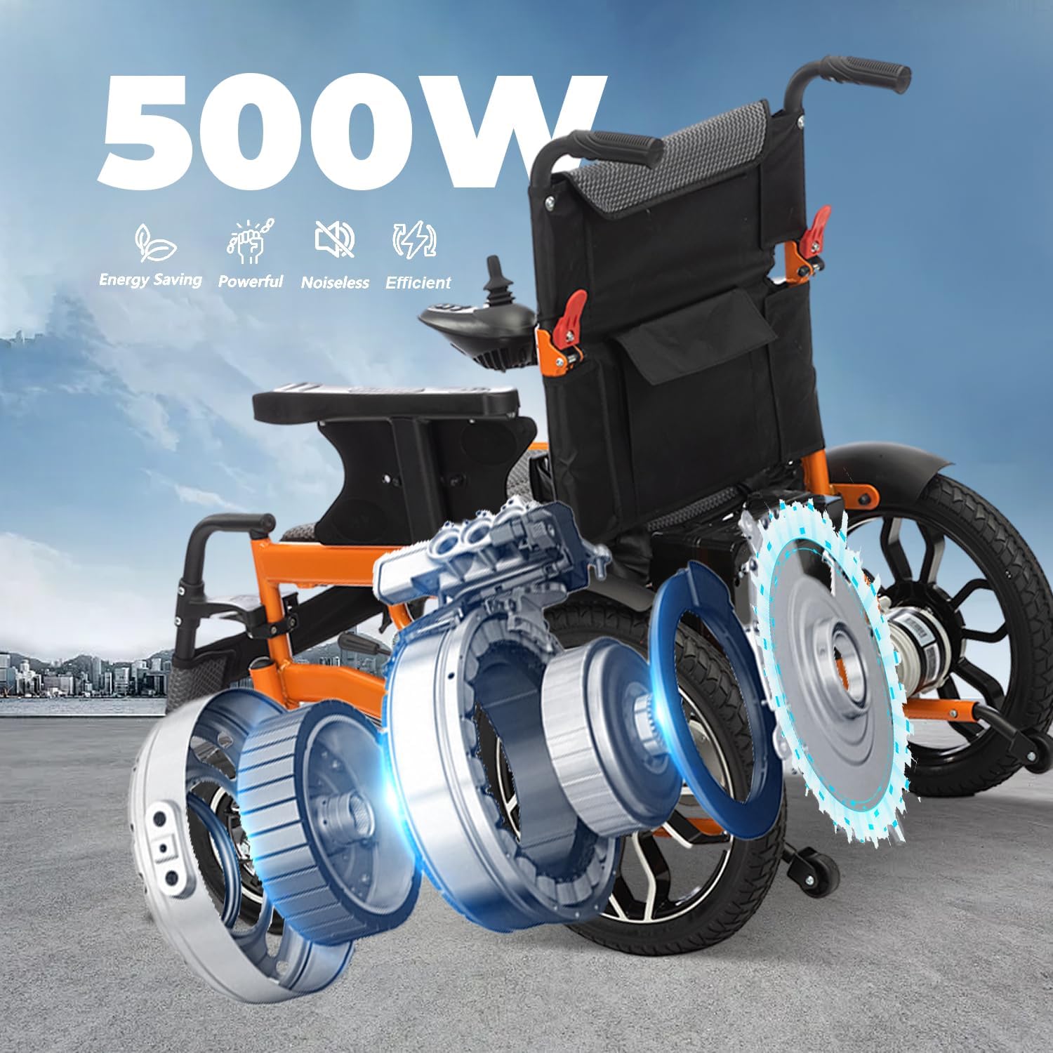 20in Width Lightweight Foldable Electric Wheelchair J43310