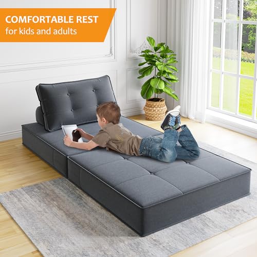 Beige Folding Sofa Bed with Pillow Y2272
