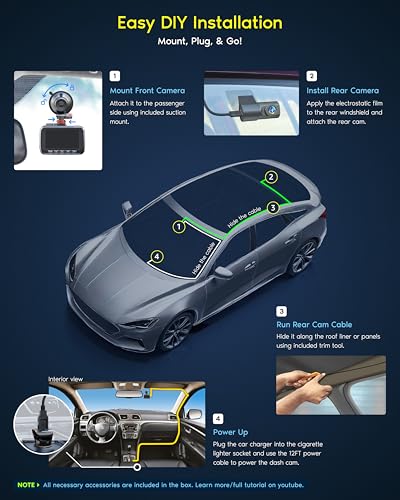 Dash Cam Front and Rear with 5G WiFi and 128GB Card J967