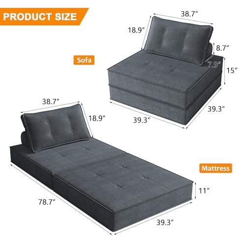Beige Folding Sofa Bed with Pillow Y2272