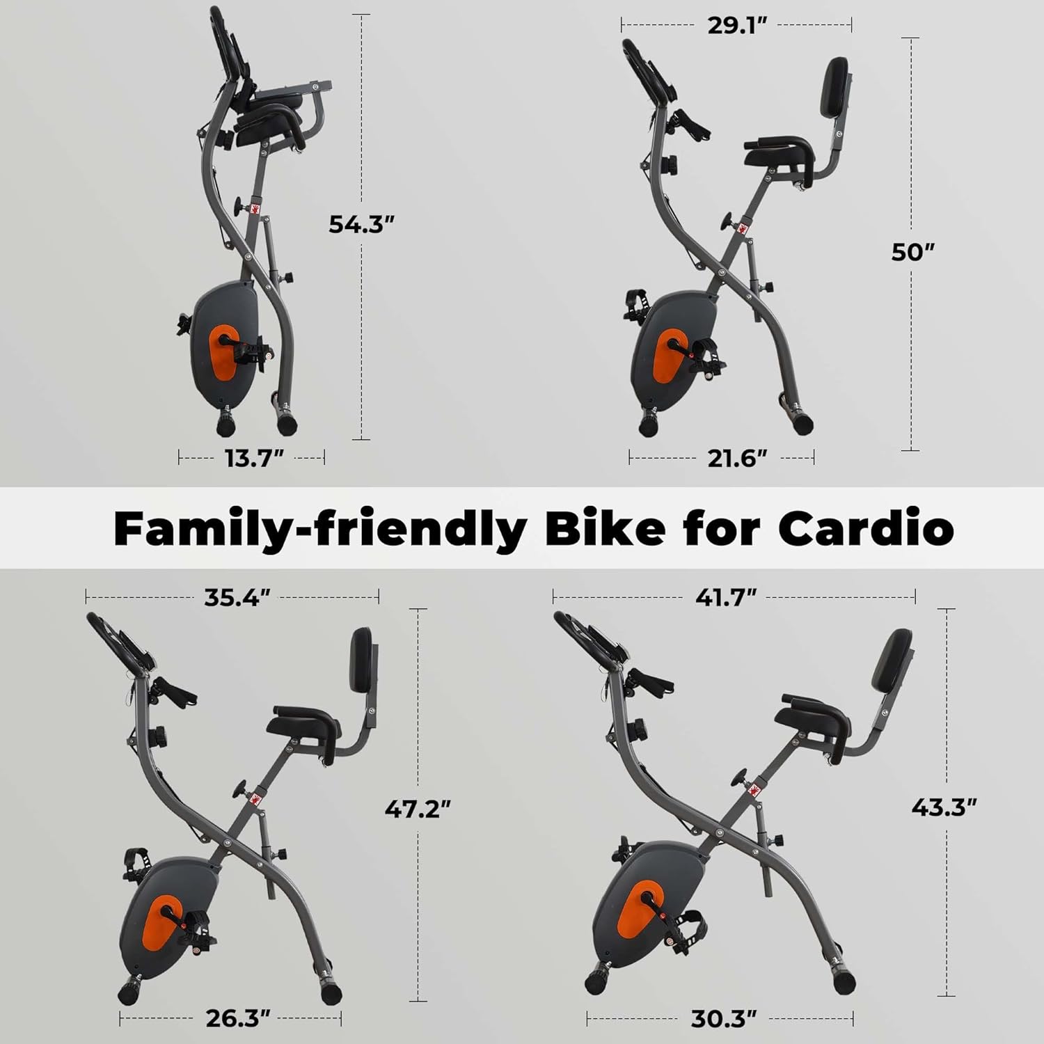 Folding Exercise Bike with Arm Resistance Bands & Pulse Sensor LCD Monitor K4876