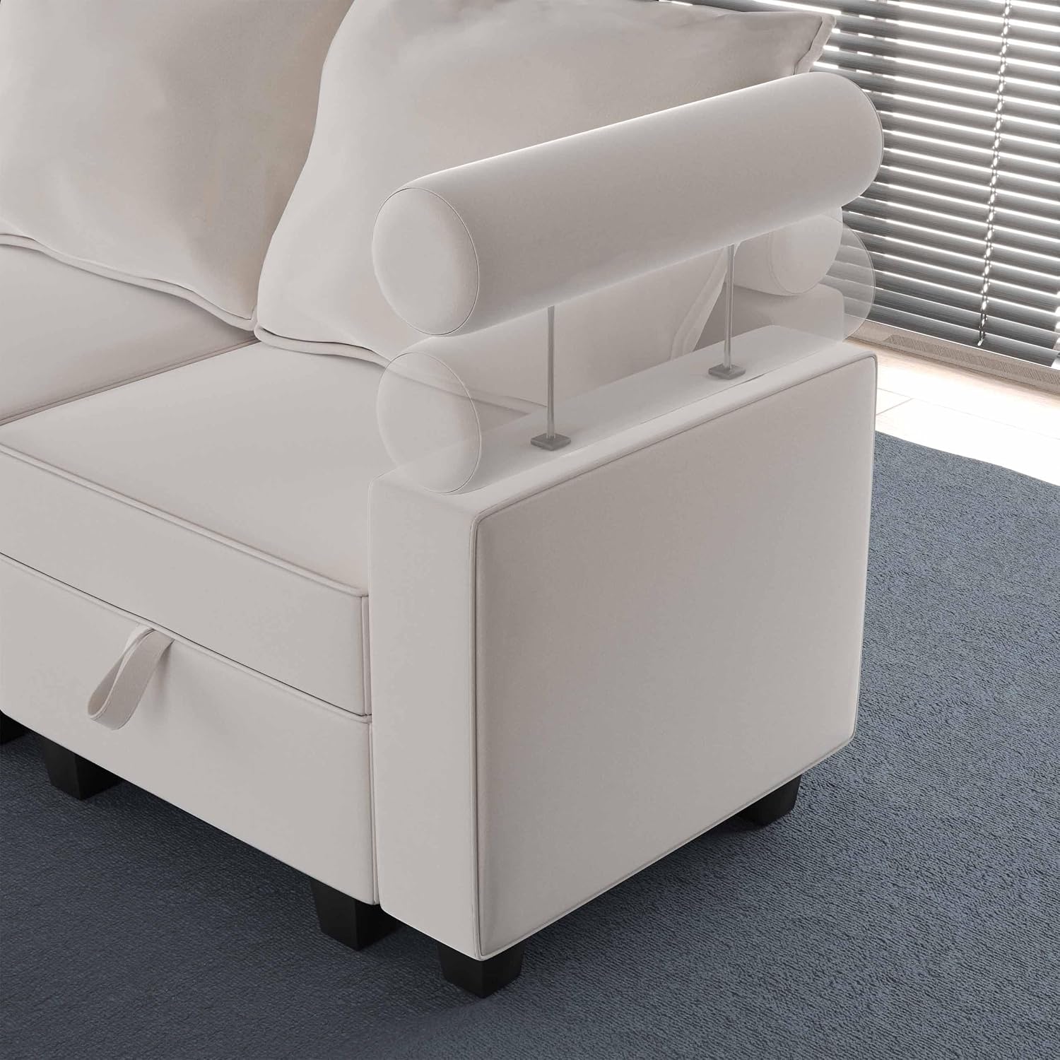 Beige Modular Sectional Sofa with Storage Seat Y63932