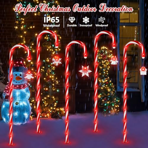 20 Pack 110 LED 41 inch Solar Candy Cane Pathway Lights with 8 Modes V8796