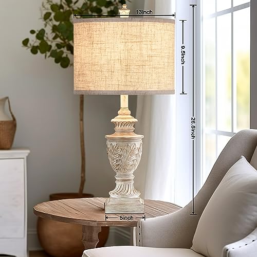 Set of 2 26" Rustic Resin Table Lamps with USB A/C Ports H22171
