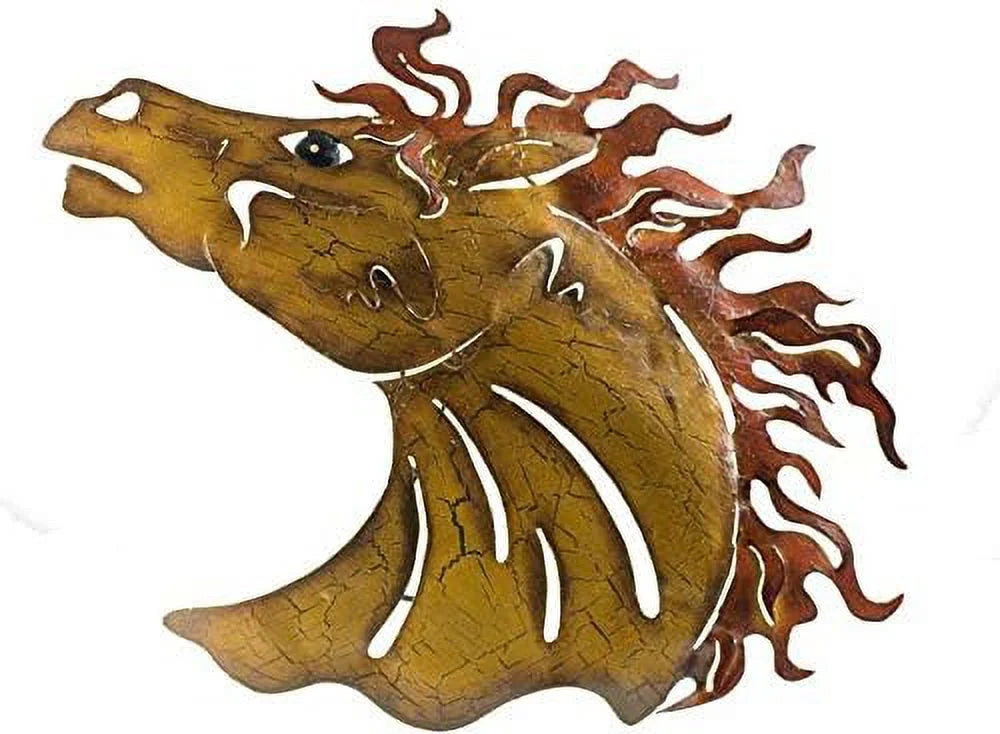 Metal Wall Art Horse Head Crackle N344