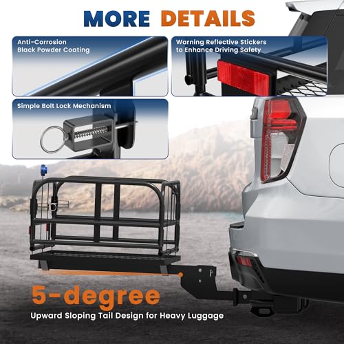 500 Lbs Folding Hitch Mount Cargo Carrier, 2" Hitch Receiver, 60" x 24" x 14" Size M419