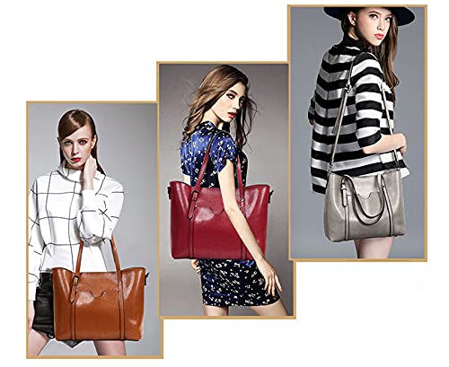 Brown Leather Top Handle Satchel Tote Bag O96868