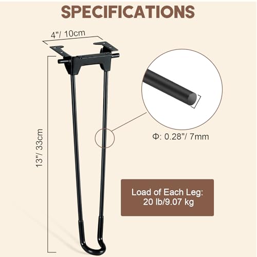 Black 16.5 inch Heavy Duty Metal Folding Table Legs with Mounting Screw G130782