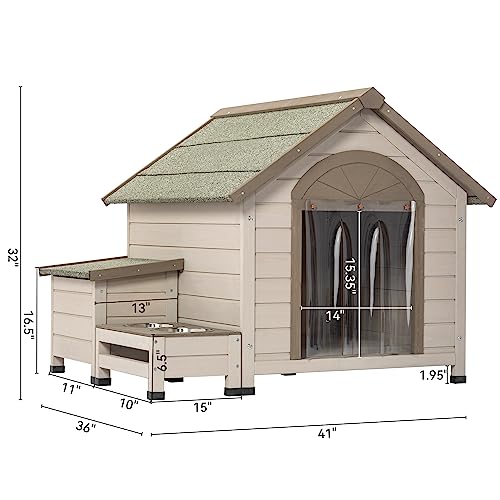 Gray Wooden Dog House with Sloped Roof V64866