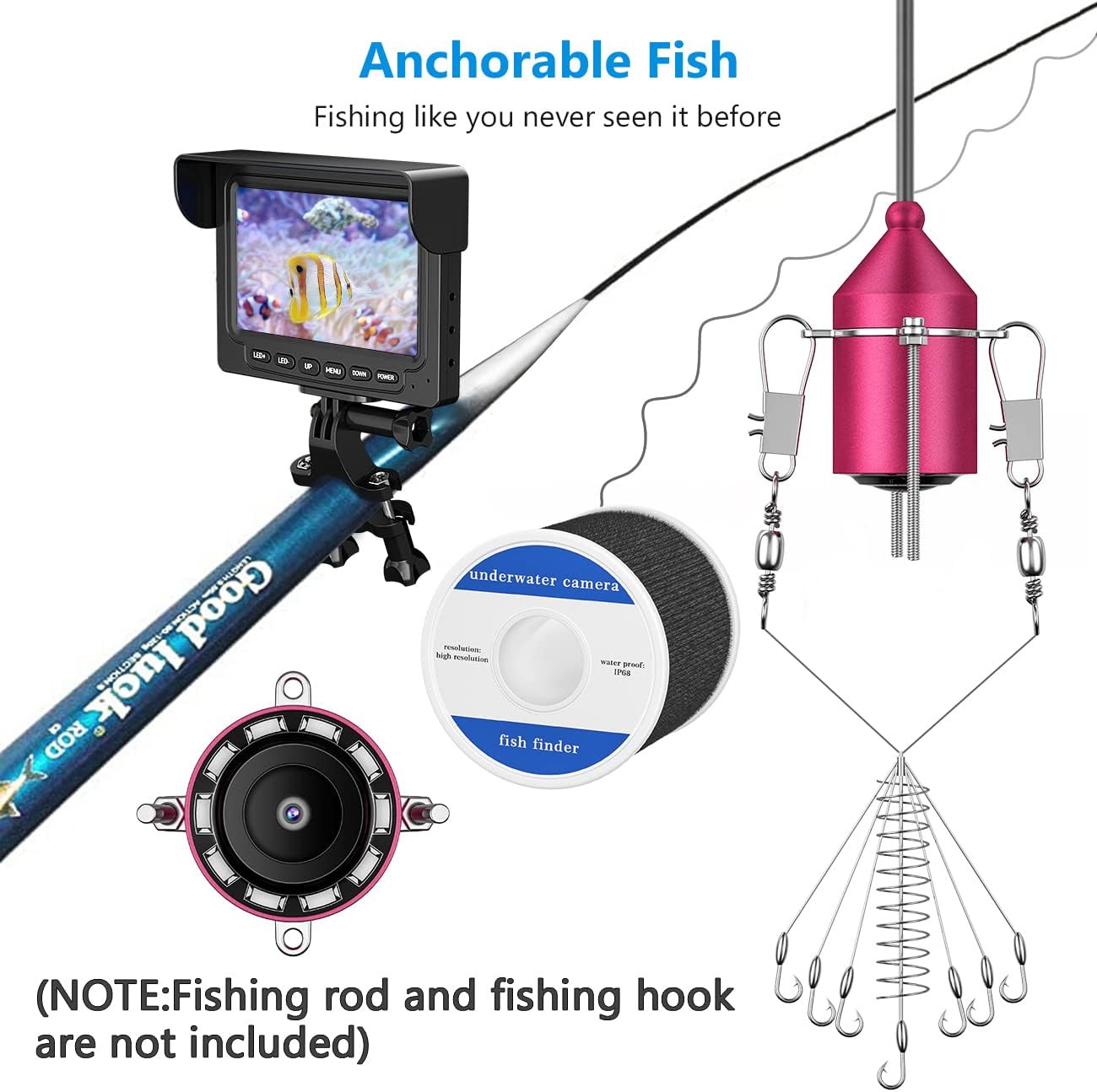 4.3 inch HD 1000TVL Color Monitor Ice Fishing Camera with 30m Cable C51117