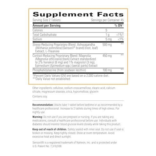 30 Tablets Supplement with Ashwagandha and L-Theanine V952035