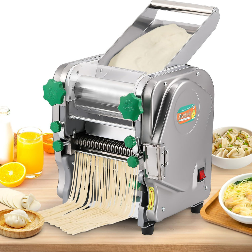 Commercial Electric Pasta Maker 2-in-1 Automatic Noodle Machine Thickness Adjustable 2mm 6mm Noodle Heavy Duty Dough Roller Pressing Machine 750W K5769