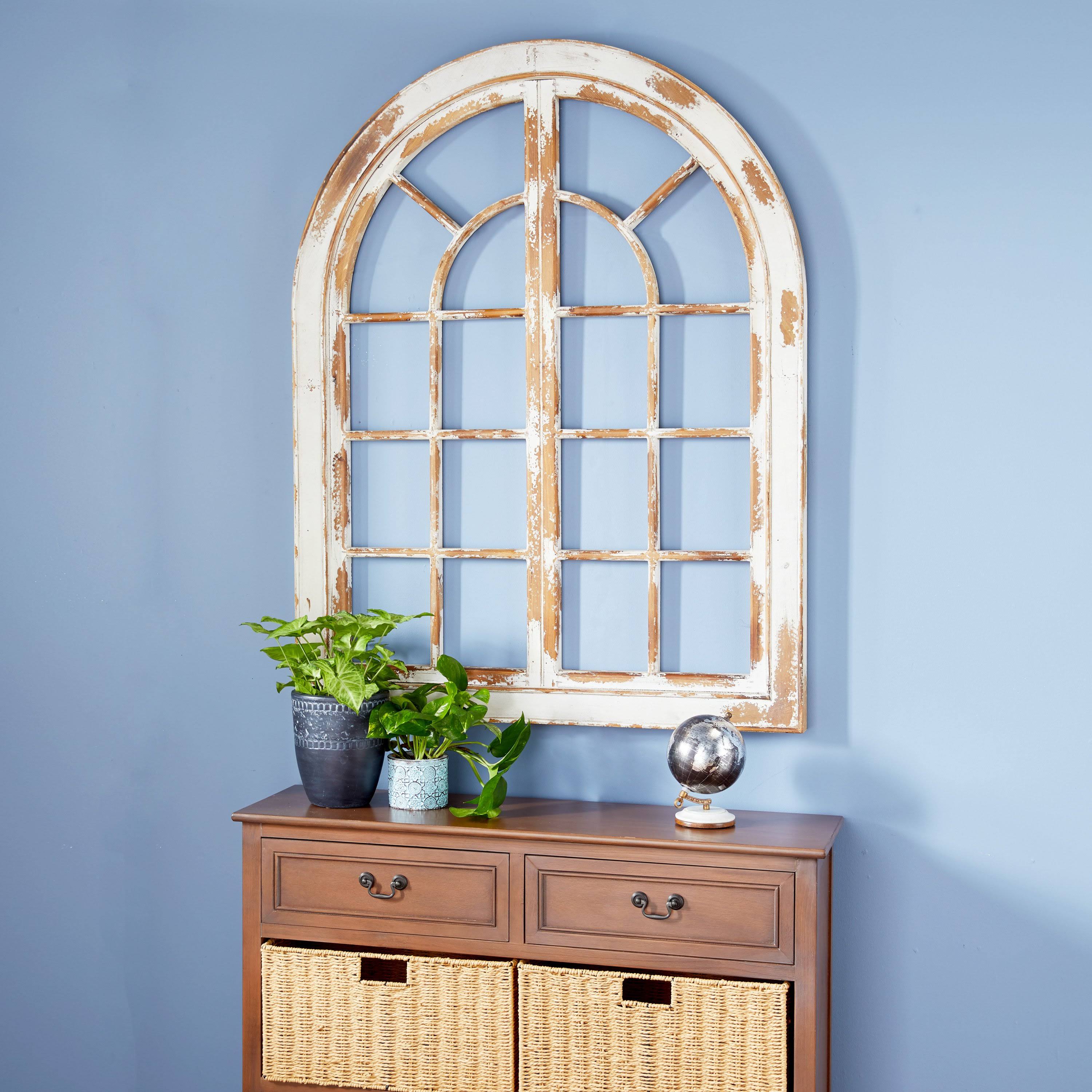 White Arched Window Wood Wall Decor H48247