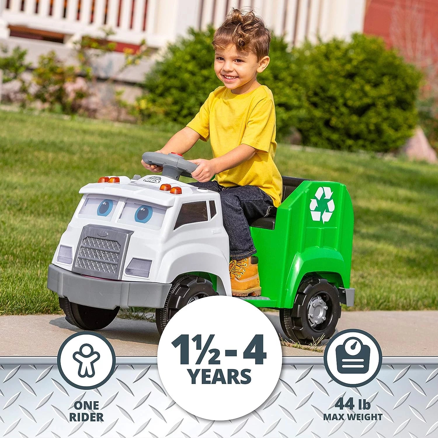 Toddler Recycling Truck Ride On Toy with 6 Volt Battery and Charger H89768