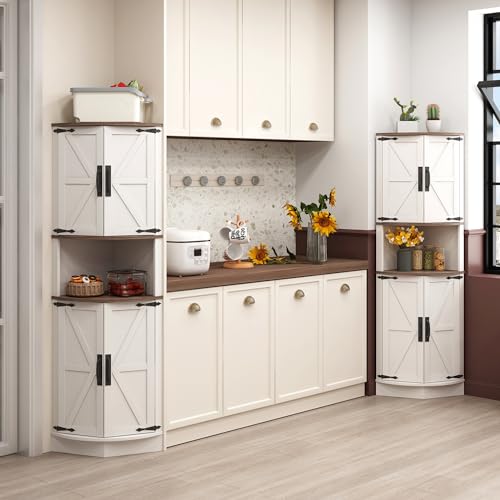 64.8" Tall Grey Corner Cabinet with 4 Doors and 5 Shelves G488