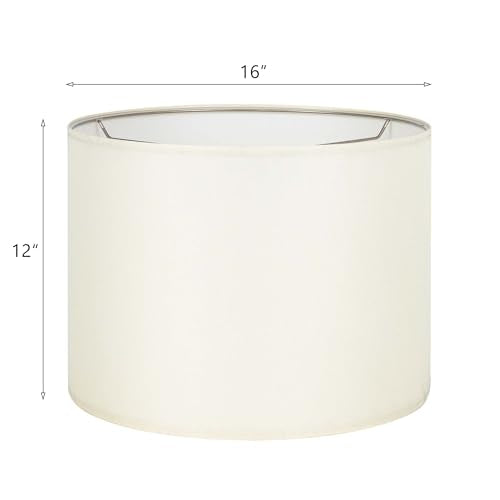 Set of 2 Black Fabric Drum Lampshades 16" x 16" x 12" with Metal Spider Fitter B6583