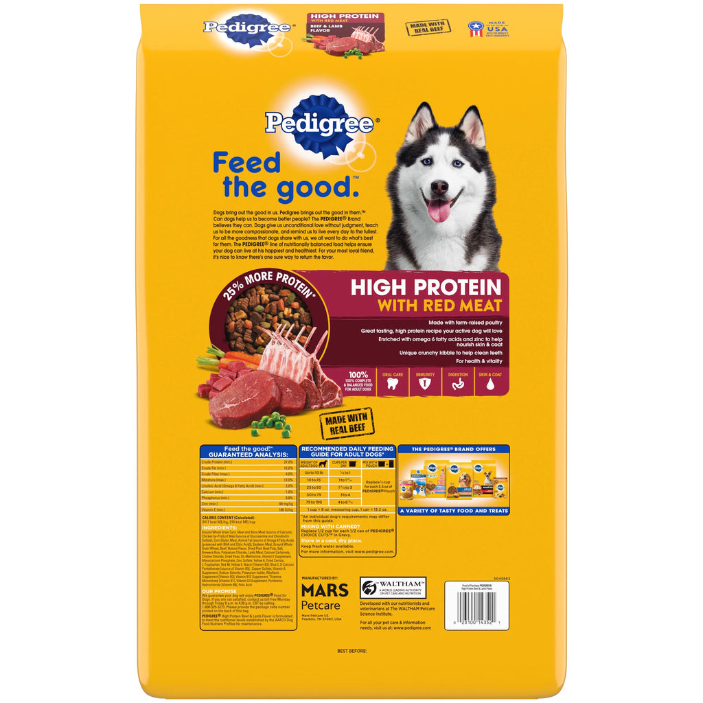 16 lb. Bag High Protein Dry Dog Food Beef and Lamb Flavor Kibble R8534