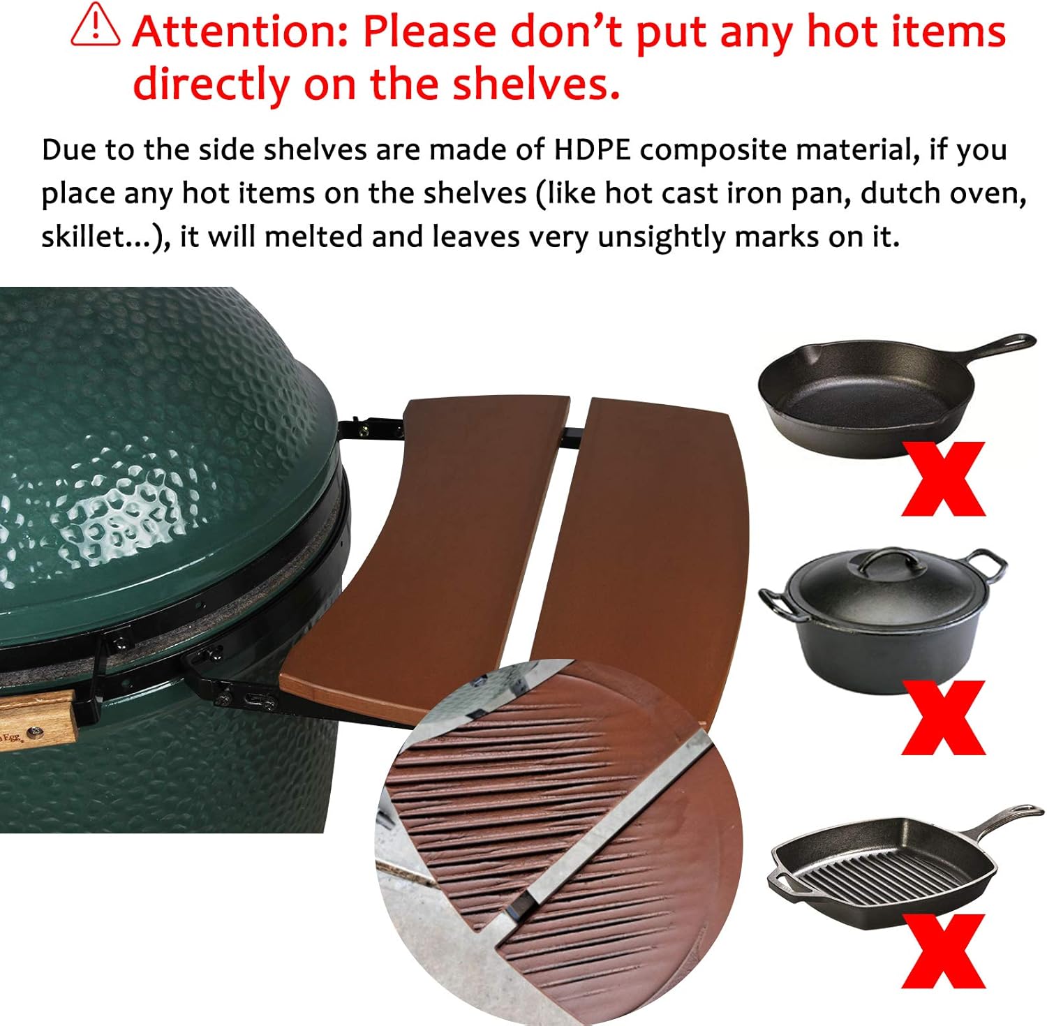 HDPE Shelves for Medium Big Green Egg - 2 Shelves Slats X848950
